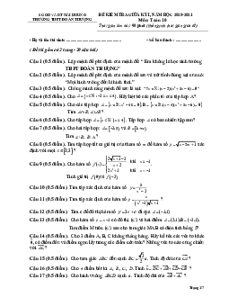 Đề thi giữa kì 1 Toán 10 năm 2020 – 2021 trường THPT Đoàn Thượng – Hải Dương