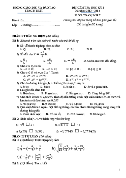 Đề học kỳ 1 Toán 7 năm 2023 – 2024 phòng GD&ĐT Thạch Thất – Hà Nội
