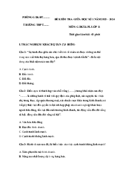 Đề thi giữa học kì 1 môn Giáo dục kinh tế và Pháp luật 11 sách Kết nối tri thức với cuộc sống