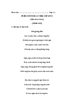 Phiếu bài tập cuối tuần Tiếng Việt lớp 3 Tuần 13 ( nâng cao) | Kết nối tri thức