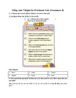 Tiếng Anh 7 Right On Workbook Unit 5 Grammar 5b