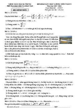 Đề khảo sát chất lượng Toán 9 năm 2023 phòng GD&ĐT Hai Bà Trưng – Hà Nội