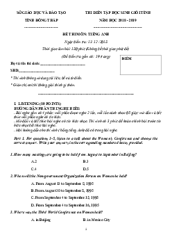 Đề thi diễn tập học sinh giỏi tỉnh năm học 2018 - 2019 - Đề thi môn Tiếng Anh - Sở giáo dục và đào tạo tỉnh Đồng Tháp