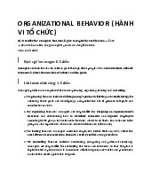 Final Exam Notes Môn Organizational behavior | Đại học Kinh Tế Quốc Dân