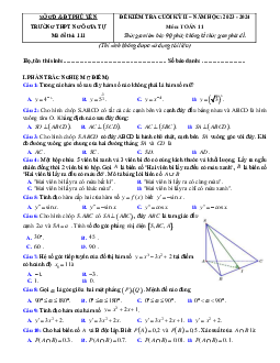 Đề cuối kỳ 2 Toán 11 năm 2023 – 2024 trường THPT Ngô Gia Tự – Phú Yên