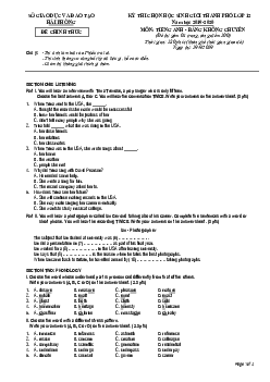 Đề thi chọn học sinh giỏi cấp thành phố, Hải Phòng môn Tiếng Anh năm học 2019-2020 (bảng không chuyên)