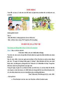 Tiếng Việt 3 trang 44, 45, 46 Bài 2: Triển lãm Thiếu nhi với 5 điều Bác Hồ dạy | Chân trời sáng tạo