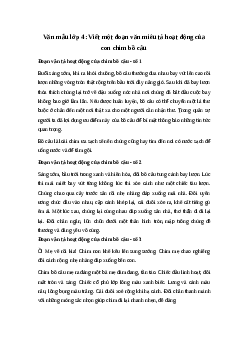 Viết một đoạn văn miêu tả hoạt động của con chim bồ câu | Tập làm văn 4