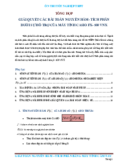 Giải bài toán nguyên hàm – tích phân dưới sự hỗ trợ của máy tính Casio FX-580 VNX Toán 12