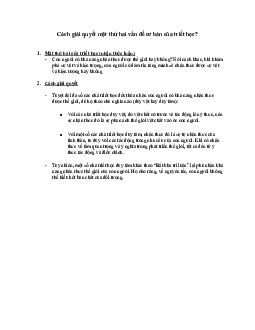 Cách giải quyết mặt thứ hai vấn đề cơ bản của triết học học phần Triết học Mac-Lênin
