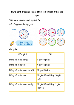 Toán lớp 3 trang 28, 29 Xem đồng hồ Chân trời sáng tạo