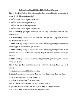 Trắc nghiệm Sinh học 12 bài 3