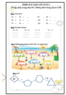 Phiếu bài tập cuối tuần lớp 2 môn Toán Kết nối tri thức - Tuần 3