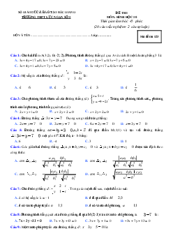 Đề kiểm tra Hình học 10 chương 3 (Tọa độ mặt phẳng) trường THPT Lục Ngạn 1 – Bắc Giang