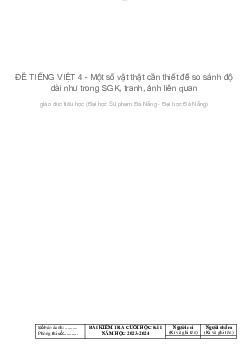 Đề tiếng việt 4 - Một số vật thật cần thiết để so sánh độ dài như trong SGK, tranh, ảnh liên quan