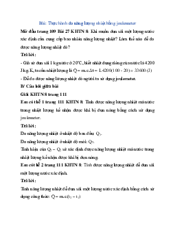 Giải Khoa học tự nhiên 8 bài 27: Thực hành đo năng lượng nhiệt bằng joulemeter | Kết nối tri thức