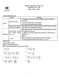 Hướng dẫn ôn tập học kì 1 Toán 7 năm 2021 – 2022 trường Vinschool – Hà Nội