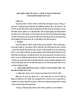 Cộng đồng kinh tế Asean: Cơ hội và thách thức đối với doanh nghiệp Việt Nam