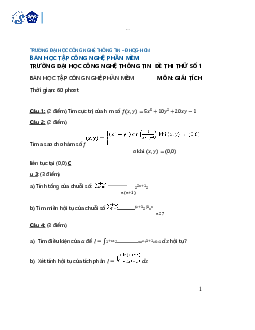 Đề thi thử số 1 Giải tích năm 2023  - Giải Tích | Trường Đại học CNTT Thành Phố Hồ Chí Minh