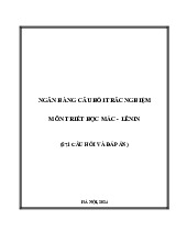 Ngân hàng 871 Câu Hỏi Trắc Nghiệm môn Triết Học Mác - Lênin | Học viện Hành chính Quốc gia