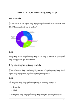 Giải  KHTN Lớp 6 Bài 50: Năng lượng tái tạo | Kết nối tri thức