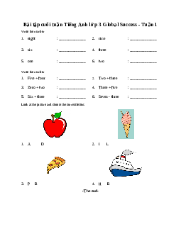Bài tập cuối tuần Tiếng Anh lớp 3 Global Success - Tuần 1