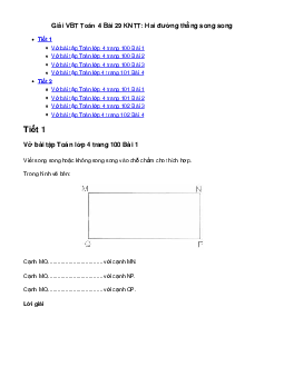 Vở bài tập Toán lớp 4 trang 100 Bài 29: Hai đường thẳng song song Kết nối tri thức