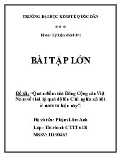 Quan điểm của Đảng Cộng sản Việt Nam về thời kỳ quá độ lên Chủ nghĩa xã hội ở nước ta hiện nay | Bài tập lớn môn Chủ nghĩa xã hội Neu