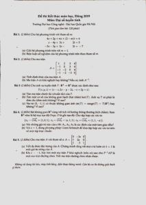 Đề thi cuối kỳ - Đại số tuyến tính | Trường Đại học Công nghệ, Đại học Quốc gia Hà Nội