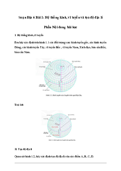 Giải Địa lí lớp 6 Bài 1: Hệ thống kinh, vĩ tuyến và tọa độ địa lí - Chân Trời Sáng Tạo