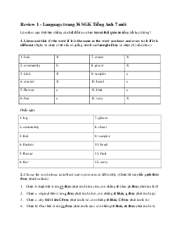 Giải bài tập SGK Tiếng Anh lớp 7 Chương trình mới Review 1