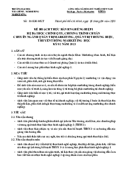Kế hoạch thực hành nghề nghiệp 1  Hệ đại học chính quy, chương trình chuẩn
