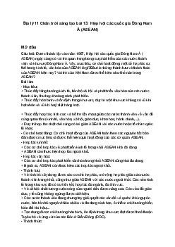 Địa lý 11 Chân trời sáng tạo bài 13: Hiệp hội các quốc gia Đông Nam Á (ASEAN)