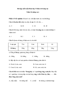 Phiếu bài tập cuối tuần Toán lớp 3 Chân trời - Tuần 26 (nâng cao)