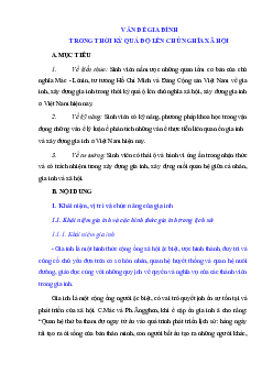 Vấn đề gia đình trong thời kỳ quá độ lên chủ nghĩa xã hội học phần Xã hội học pháp luật
