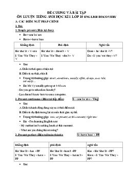 Đề cương ôn tập học kì 1 môn Tiếng Anh 10 English Discovery