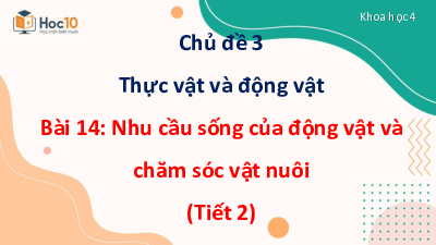 Bài giảng điện tử môn Khoa học 4 | Bài 14: Nhu cầu sống của động vật và chăm sóc vật nuôi (Tiết 2) | Cánh diều