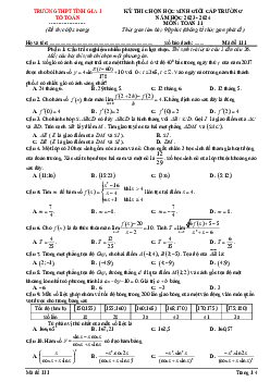 Đề thi học sinh giỏi Toán 11 năm 2023 – 2024 trường THPT Tĩnh Gia 1 – Thanh Hóa