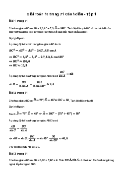 Giải Toán 10 Bài 1: Giá trị lượng giác của một góc từ 0 độ đến 180 độ. Định lý côsin và định lý sin trong tam giác | Cánh diều