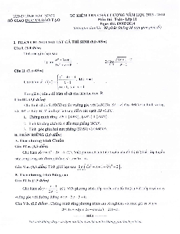 Đề thi HK2 lớp 11 sở GD và ĐT Bắc Ninh 2013 – 2014