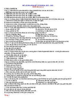 Đề cương ôn tập học kỳ 1 Địa Lí 11 Năm 2022-2023