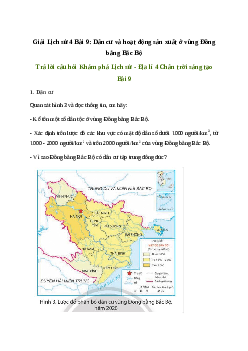 Giải Lịch sử Địa lí lớp 4 Bài 9: Dân cư và hoạt động sản xuất ở vùng Đồng bằng Bắc Bộ | Chân trời sáng tạo