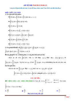 Chuyên Đề Tích Phân Hàm Ẩn Có Đáp Án Và Lời Giải