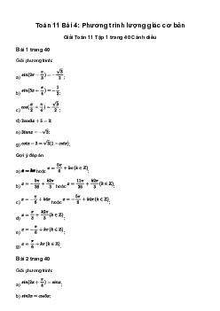Giải Toán 11 Bài 4: Phương trình lượng giác cơ bản | Cánh diều