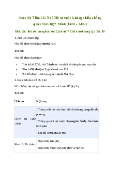 Giải Lịch sử 7 Bài 18: Nhà Hồ và cuộc kháng chiến chống quân xâm lược Minh (1400 - 1407) | Chân trời sáng tạo