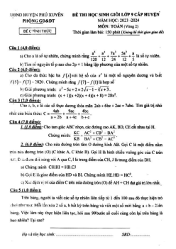 Đề học sinh giỏi Toán 9 năm 2023 – 2024 phòng GD&ĐT Phú Xuyên – Hà Nội (Vòng 2)