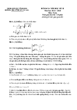 Đề học kỳ 2 Toán 9 năm 2023 – 2024 trường THCS Vĩnh An – Tân Liên – Hải Phòng