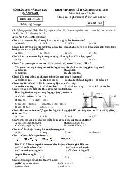 Đề thi học kỳ 2 môn hóa 10 Quảng Nam 2018-2019 (có đáp án)