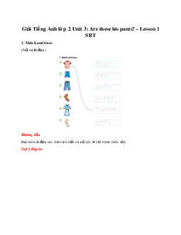 Unit 3: Are these his pants? - Lesson 1 SBT | Tiếng anh 2 Family and Friends