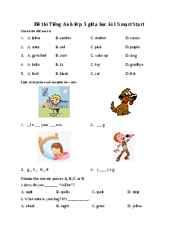 Đề thi Tiếng Anh lớp 3 giữa học kì 1 Smart Start
